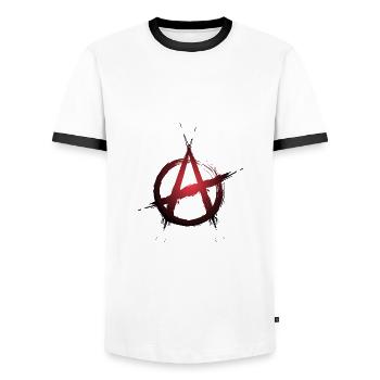 Anarchy symbol - Men's Ringer Shirt - white/black - Front - AI Model Female 172 light (172cm) & AI Model Male 178 dark (178cm)