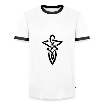 Celtic knot infinity symbol - Men's Ringer Shirt - white/black - Front - AI Model Female 172 light (172cm) & AI Model Male 178 dark (178cm)