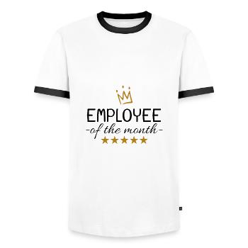 Employee of the month gift - Men's Ringer Shirt - white/black - Front - AI Model Female 172 light (172cm) & AI Model Male 178 dark (178cm)