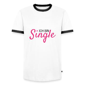 Ich bin Single - Männer Kontrast-T-Shirt - Weiß/Schwarz - Vorne - AI Model Female 172 light (172cm) & AI Model Male 178 dark (178cm)