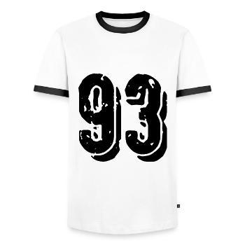 93 number jersey - Men's Ringer Shirt - white/black - Front - AI Model Female 172 light (172cm) & AI Model Male 178 dark (178cm)