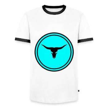 Cow Bull Skull - Men's Ringer Shirt - white/black - Front - AI Model Female 172 light (172cm) & AI Model Male 178 dark (178cm)