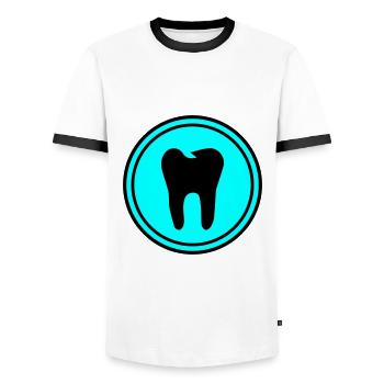 Tooth icon symbol - Men's Ringer Shirt - white/black - Front - AI Model Female 172 light (172cm) & AI Model Male 178 dark (178cm)