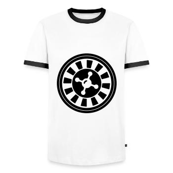 Cercle d’icônes de roulette - T-shirt contrasté Homme - blanc/noir - Devant - AI Model Female 172 light (172cm) & AI Model Male 178 dark (178cm)