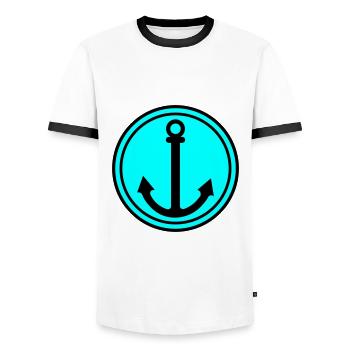 Icône d’ancrage - T-shirt contrasté Homme - blanc/noir - Devant - AI Model Female 172 light (172cm) & AI Model Male 178 dark (178cm)