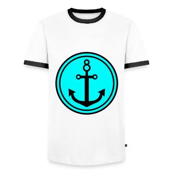 Anker - Männer Kontrast-T-Shirt - Weiß/Schwarz - Vorne - AI Model Female 172 light (172cm) & AI Model Male 178 dark (178cm)