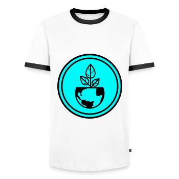 Planet Erde - Männer Kontrast-T-Shirt - Weiß/Schwarz - Vorne - AI Model Female 172 light (172cm) & AI Model Male 178 dark (178cm)