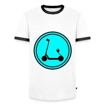 E-roller Icon - Männer Kontrast-T-Shirt - Weiß/Schwarz - Vorne - AI Model Female 172 light (172cm) & AI Model Male 178 dark (178cm)