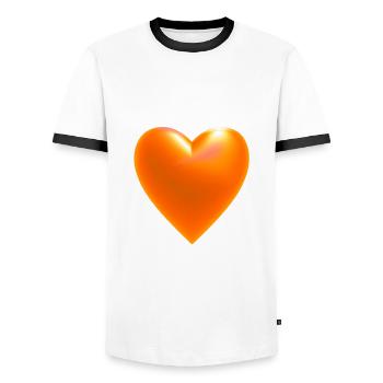 Heart orange gift idea - Men's Ringer Shirt - white/black - Front - AI Model Female 172 light (172cm) & AI Model Male 178 dark (178cm)