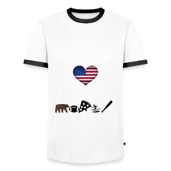 USA Therapy funny funny gift idea America - Men's Ringer Shirt - white/black - Front - AI Model Female 172 light (172cm) & AI Model Male 178 dark (178cm)