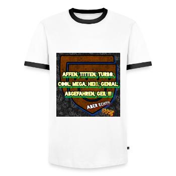 Affen, Titten, Turbo....!!! - Club WoW - Männer Kontrast-T-Shirt - Weiß/Schwarz - Vorne - AI Model Female 172 light (172cm) & AI Model Male 178 dark (178cm)