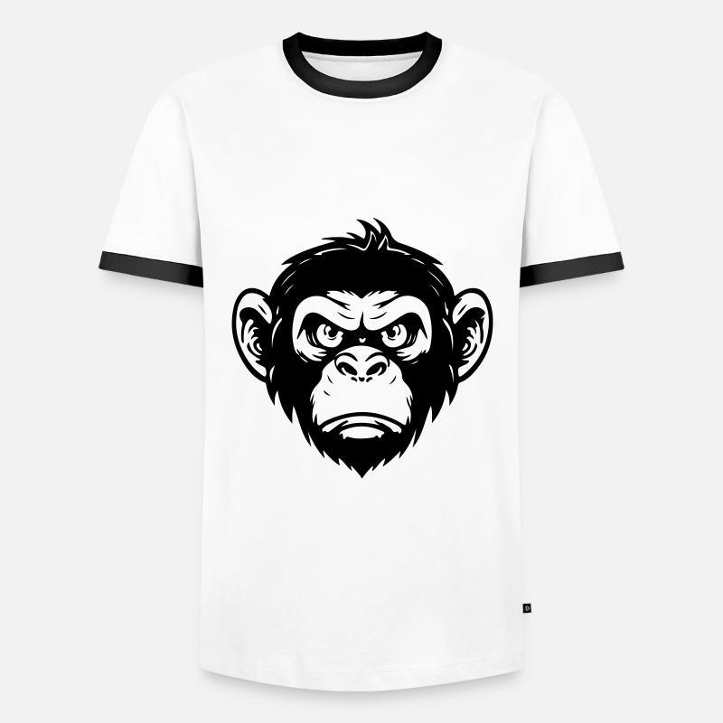 Monkey Head - Men's Ringer Shirt - white/black