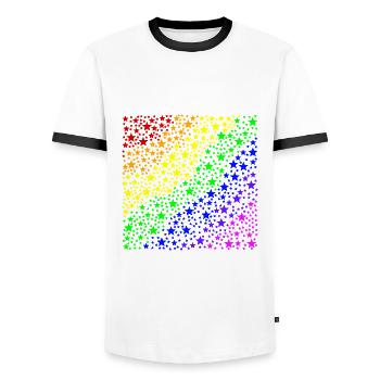 Sterne Regenbogen queer Geschenkidee LGBT LGBTQ+ - Männer Kontrast-T-Shirt - Weiß/Schwarz - Vorne - AI Model Female 172 light (172cm) & AI Model Male 178 dark (178cm)