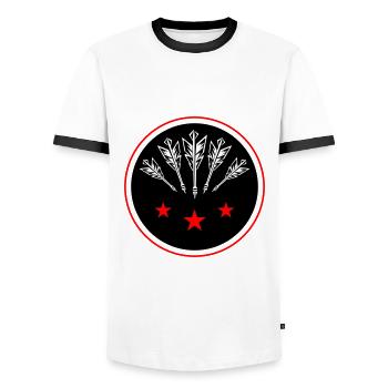 Darts Team Dartpfeile Symbol - Männer Kontrast-T-Shirt - Weiß/Schwarz - Vorne - AI Model Female 172 light (172cm) & AI Model Male 178 dark (178cm)
