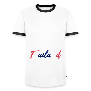 Thailand Gift Idea Funny Saying Therapy - Men's Ringer Shirt - white/black - Front - AI Model Female 172 light (172cm) & AI Model Male 178 dark (178cm)