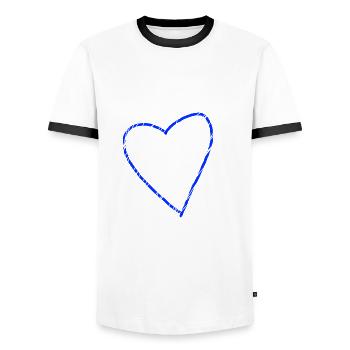 Blue Heart Gift Idea Love in Love - Men's Ringer Shirt - white/black - Front - AI Model Female 172 light (172cm) & AI Model Male 178 dark (178cm)