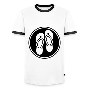 Flip-flops icon - Men's Ringer Shirt - white/black - Front - AI Model Female 172 light (172cm) & AI Model Male 178 dark (178cm)