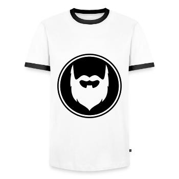 Symbole de barbe - T-shirt contrasté Homme - blanc/noir - Devant - AI Model Female 172 light (172cm) & AI Model Male 178 dark (178cm)