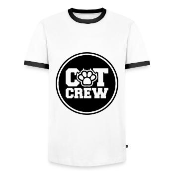 Équipage Cat - T-shirt contrasté Homme - blanc/noir - Devant - AI Model Female 172 light (172cm) & AI Model Male 178 dark (178cm)