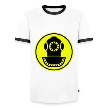 apnea diving helmet - Men's Ringer Shirt - white/black - Front - AI Model Female 172 light (172cm) & AI Model Male 178 dark (178cm)