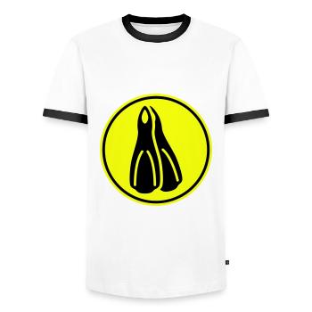 Cercle d’ailerons de plongée - T-shirt contrasté Homme - blanc/noir - Devant - AI Model Female 172 light (172cm) & AI Model Male 178 dark (178cm)