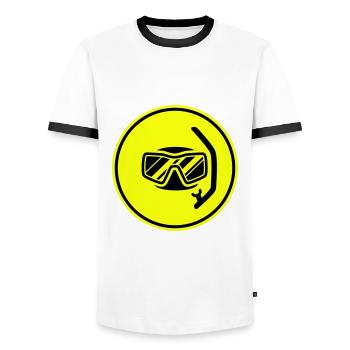 Diving goggles circle icon - Men's Ringer Shirt - white/black - Front - AI Model Female 172 light (172cm) & AI Model Male 178 dark (178cm)