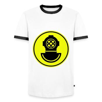 Diver helmet apnea - Men's Ringer Shirt - white/black - Front - AI Model Female 172 light (172cm) & AI Model Male 178 dark (178cm)