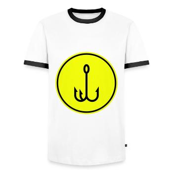 Angelhaken angler icon - Männer Kontrast-T-Shirt - Weiß/Schwarz - Vorne - AI Model Female 172 light (172cm) & AI Model Male 178 dark (178cm)