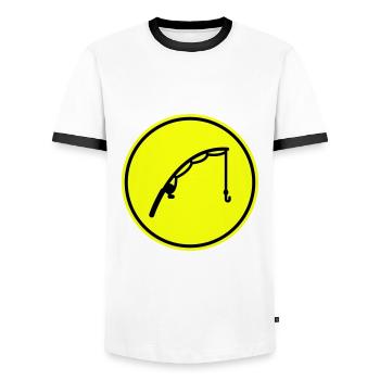 Icône de pêche à la canne à pêche - T-shirt contrasté Homme - blanc/noir - Devant - AI Model Female 172 light (172cm) & AI Model Male 178 dark (178cm)