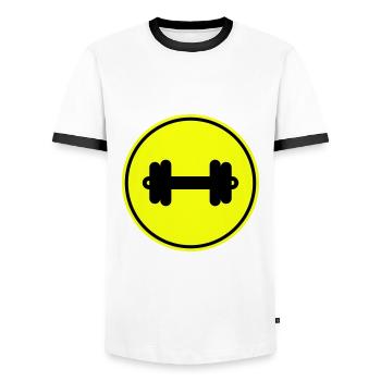 Hantel gewichte icon - Männer Kontrast-T-Shirt - Weiß/Schwarz - Vorne - AI Model Female 172 light (172cm) & AI Model Male 178 dark (178cm)