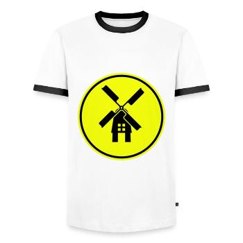 Moulin à vent Ivon Silhouette - T-shirt contrasté Homme - blanc/noir - Devant - AI Model Female 172 light (172cm) & AI Model Male 178 dark (178cm)