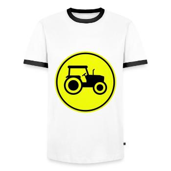 Tractor icon silhouette - Men's Ringer Shirt - white/black - Front - AI Model Female 172 light (172cm) & AI Model Male 178 dark (178cm)