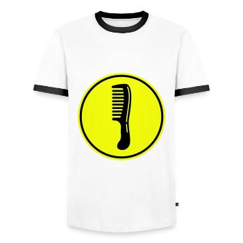 Comb hairdresser icon - Men's Ringer Shirt - white/black - Front - AI Model Female 172 light (172cm) & AI Model Male 178 dark (178cm)