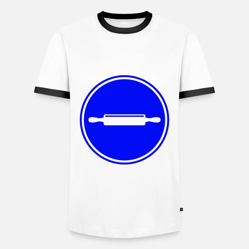 Kitchen roll rolling pin - Men's Ringer Shirt - white/black