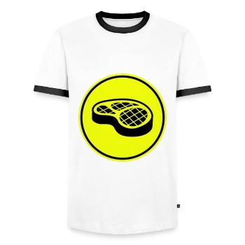 Meat steak symbol - Men's Ringer Shirt - white/black - Front - AI Model Female 172 light (172cm) & AI Model Male 178 dark (178cm)