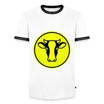 Tête de vache - T-shirt contrasté Homme - blanc/noir - Devant - AI Model Female 172 light (172cm) & AI Model Male 178 dark (178cm)