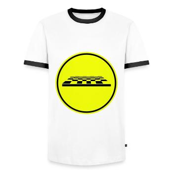 Symbole d’échiquier - T-shirt contrasté Homme - blanc/noir - Devant - AI Model Female 172 light (172cm) & AI Model Male 178 dark (178cm)