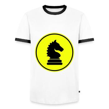 Horse chess piece - Men's Ringer Shirt - white/black - Front - AI Model Female 172 light (172cm) & AI Model Male 178 dark (178cm)
