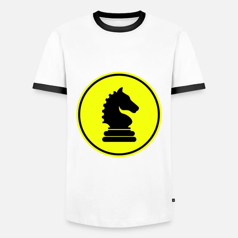 Pièce d’échecs de cheval - T-shirt contrasté Homme - blanc/noir
