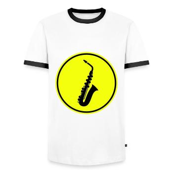 Trompete Symbol - Männer Kontrast-T-Shirt - Weiß/Schwarz - Vorne - AI Model Female 172 light (172cm) & AI Model Male 178 dark (178cm)