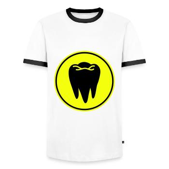Tooth icon symbol - Men's Ringer Shirt - white/black - Front - AI Model Female 172 light (172cm) & AI Model Male 178 dark (178cm)
