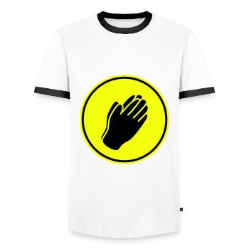 Hands symbol - Men's Ringer Shirt - white/black - Front - AI Model Female 172 light (172cm) & AI Model Male 178 dark (178cm)