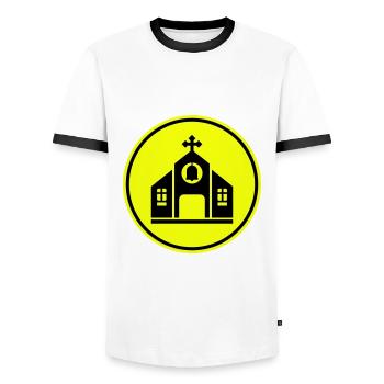 Kirche glaube - Männer Kontrast-T-Shirt - Weiß/Schwarz - Vorne - AI Model Female 172 light (172cm) & AI Model Male 178 dark (178cm)