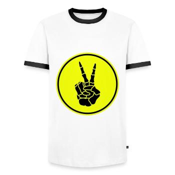 Squelette de paix de la main - T-shirt contrasté Homme - blanc/noir - Devant - AI Model Female 172 light (172cm) & AI Model Male 178 dark (178cm)