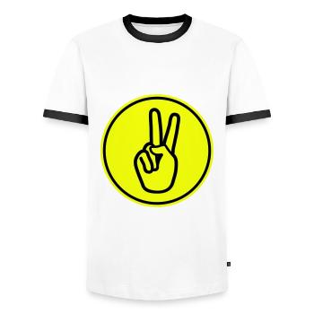 Paix de la main - T-shirt contrasté Homme - blanc/noir - Devant - AI Model Female 172 light (172cm) & AI Model Male 178 dark (178cm)