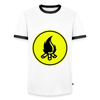 Campfire symbol - Men's Ringer Shirt - white/black - Front - AI Model Female 172 light (172cm) & AI Model Male 178 dark (178cm)