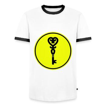 Mariage clé du cœur - T-shirt contrasté Homme - blanc/noir - Devant - AI Model Female 172 light (172cm) & AI Model Male 178 dark (178cm)