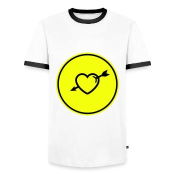 Heart symbol arrow - Men's Ringer Shirt - white/black - Front - AI Model Female 172 light (172cm) & AI Model Male 178 dark (178cm)