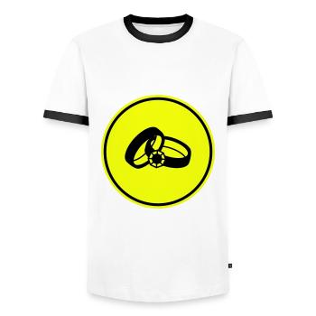 Alliances Mariage - T-shirt contrasté Homme - blanc/noir - Devant - AI Model Female 172 light (172cm) & AI Model Male 178 dark (178cm)