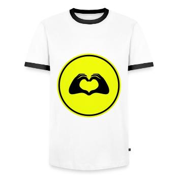 Hands Heart Symbol - Men's Ringer Shirt - white/black - Front - AI Model Female 172 light (172cm) & AI Model Male 178 dark (178cm)